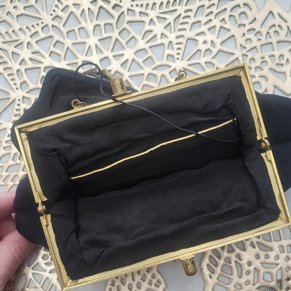 Black Evening Purse with Matching Coin Purse – Chain Strap – Classic